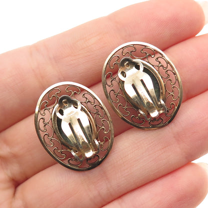 WINARD 1/20 12K Gold Filled Vintage Real Jade Filigree Clip On Earrings