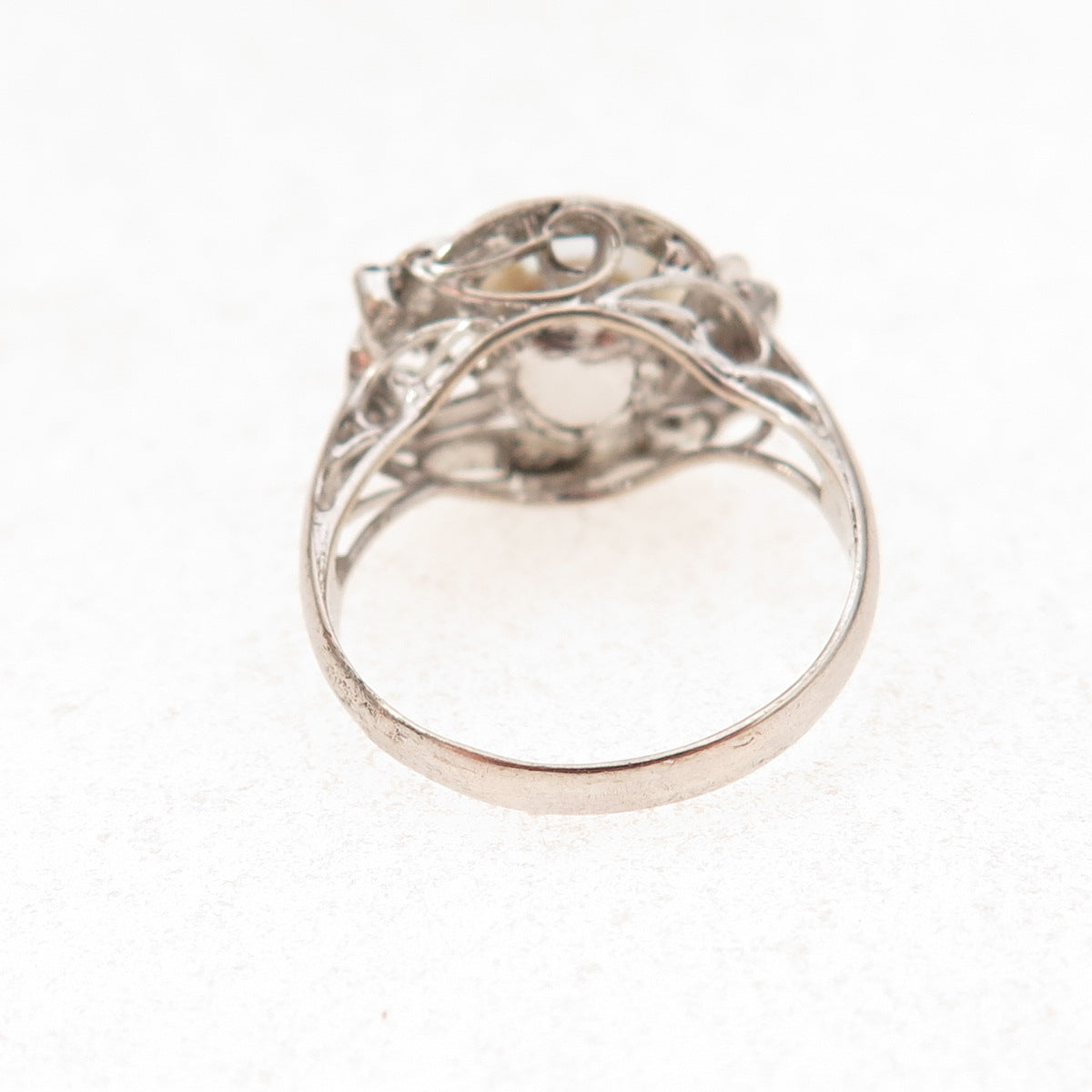 925 Sterling Silver Antique Art Deco Real Pearl Ring Size 5.5