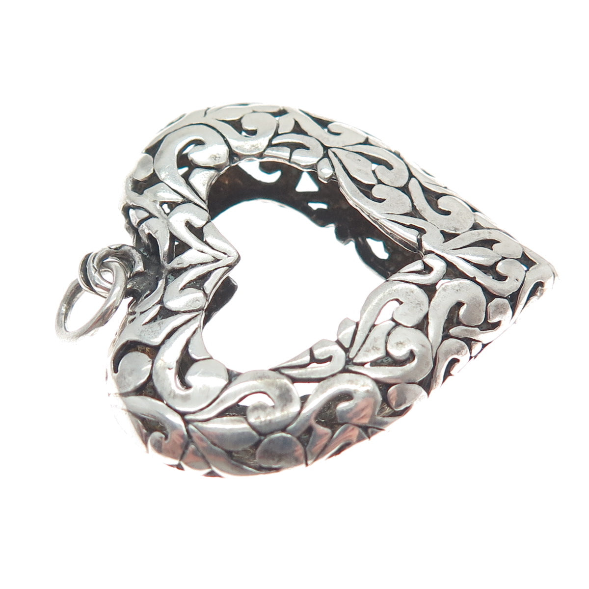 JEZLAINE 925 Sterling Silver Vintage Ornate Heart Pendant