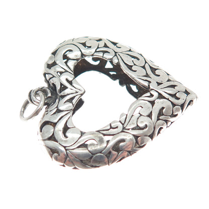 JEZLAINE 925 Sterling Silver Vintage Ornate Heart Pendant