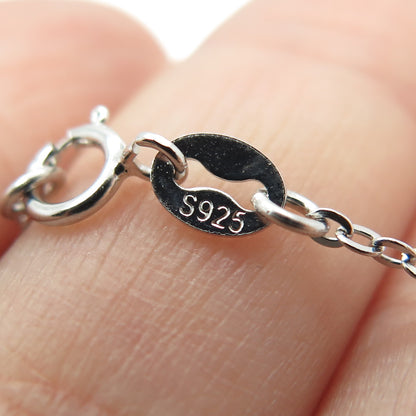 925 Sterling Silver Pink Sapphire Black Spinel C Z Swan Cable Chain Necklace 18"