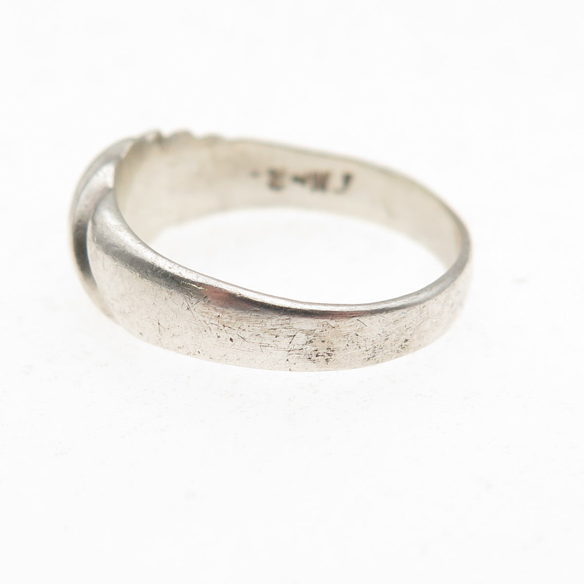 925 Sterling Silver Vintage Mexico Modernist Ribbed Oxidized Ring Size 5.5
