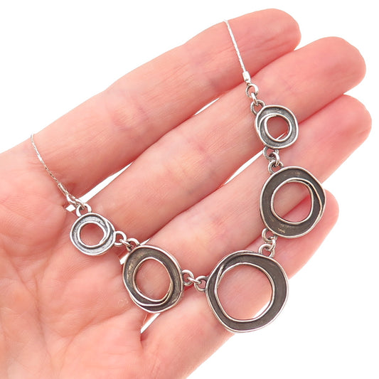 Golan Goldex 925 Sterling Silver Vintage Modernist Oxidized Chain Necklace 18"
