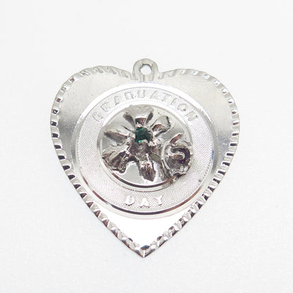 TOWN & COUTRY Sterling Silver Vintage Rhinestone "Graduation Day" Heart Pendant