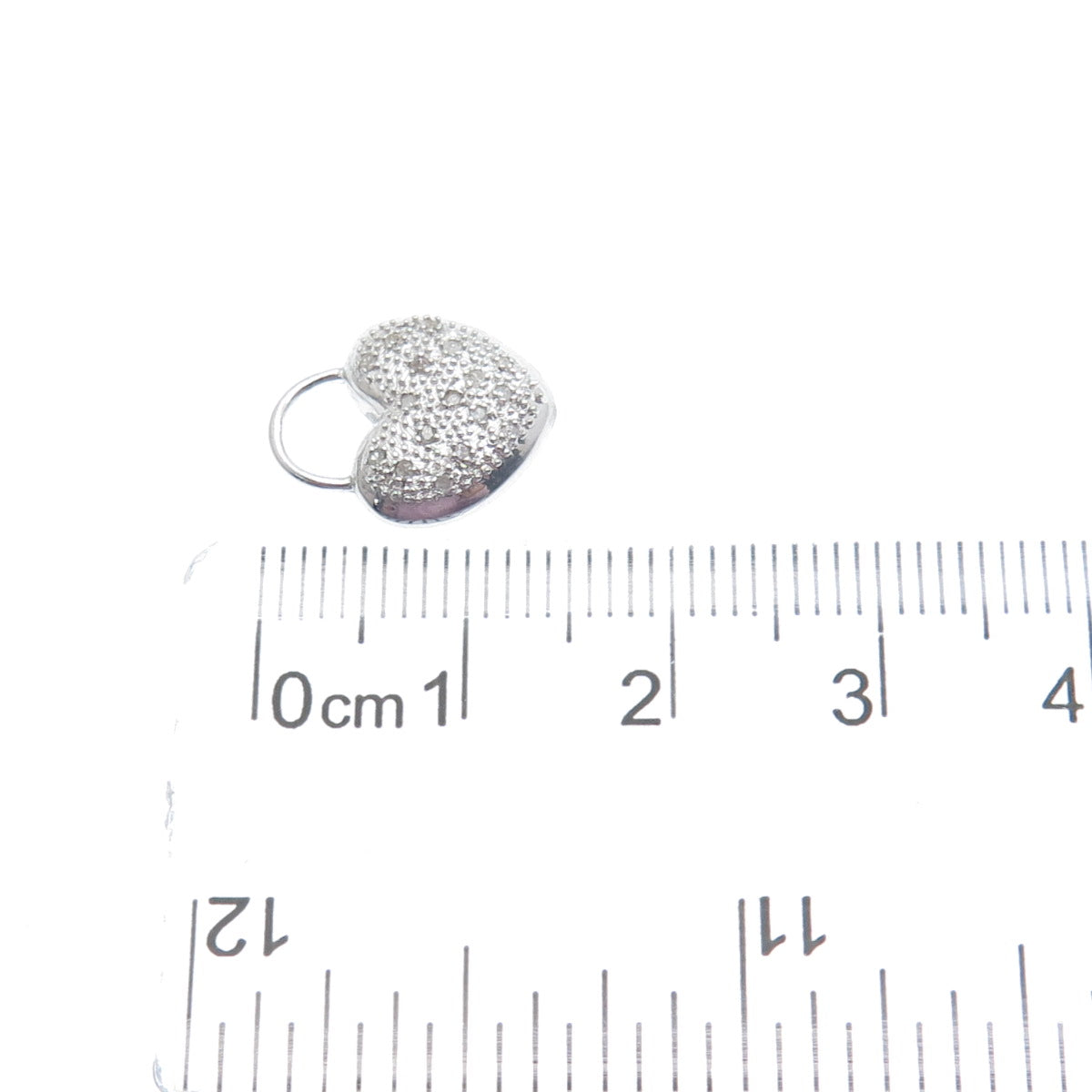 FADI 925 Sterling Silver Real Round-Cut Diamond Heart Minimalist Charm Pendant
