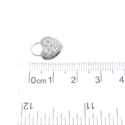 FADI 925 Sterling Silver Real Round-Cut Diamond Heart Minimalist Charm Pendant