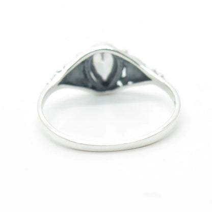 925 Sterling Silver Vintage Southwestern White C Z Engagement Ring Size 7.25