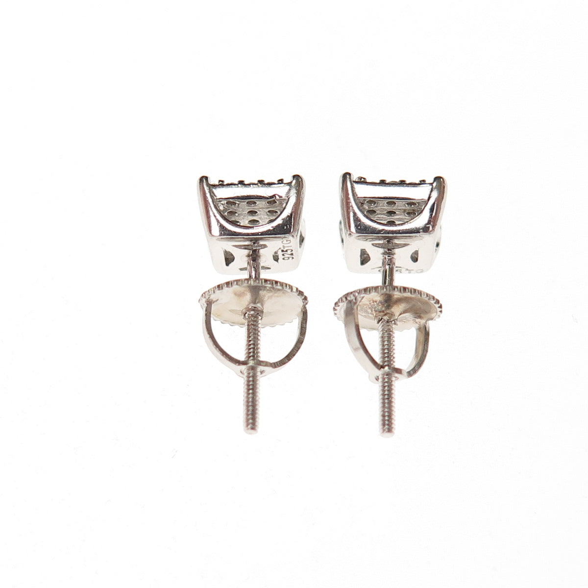 925 Sterling Silver Round-Cut C Z Stud Earrings