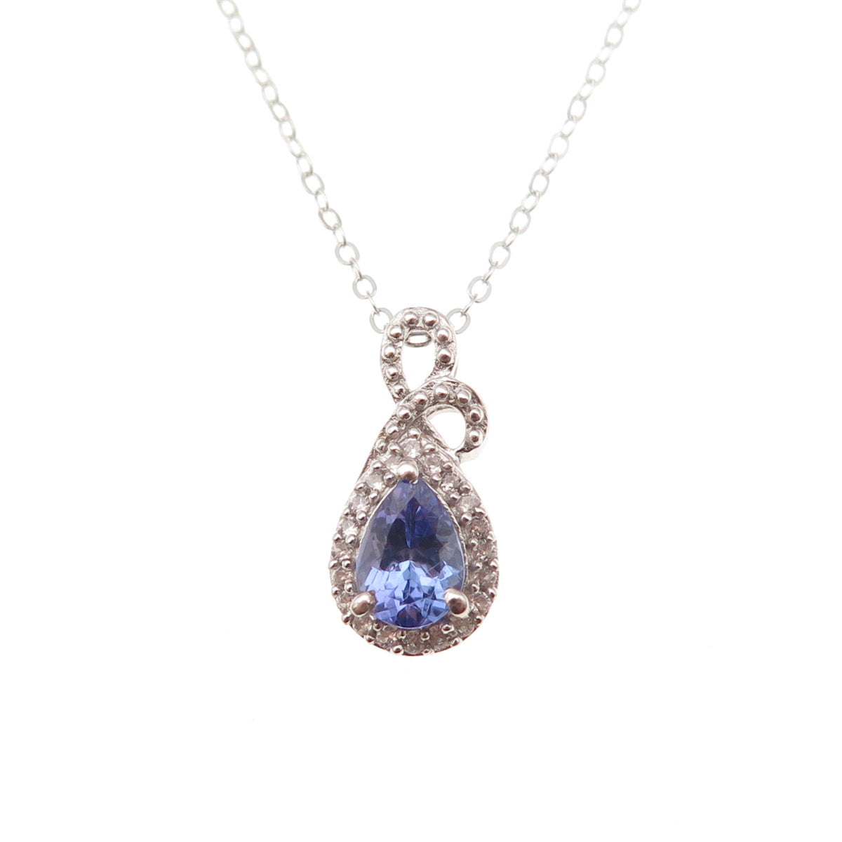 Chuck Clemency 925 Sterling Silver Real Tanzanite White Topaz Chain Necklace 20"