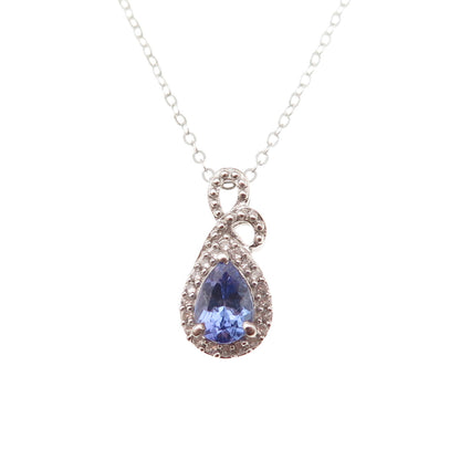 Chuck Clemency 925 Sterling Silver Real Tanzanite White Topaz Chain Necklace 20"