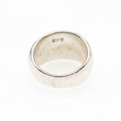 925 Sterling Silver Vintage Mexico Modernist Hammered Ring Size 5.75