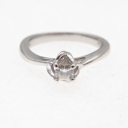 Key Star 925 Sterling Silver Round-Cut Moissanite Engagement Ring Size 6