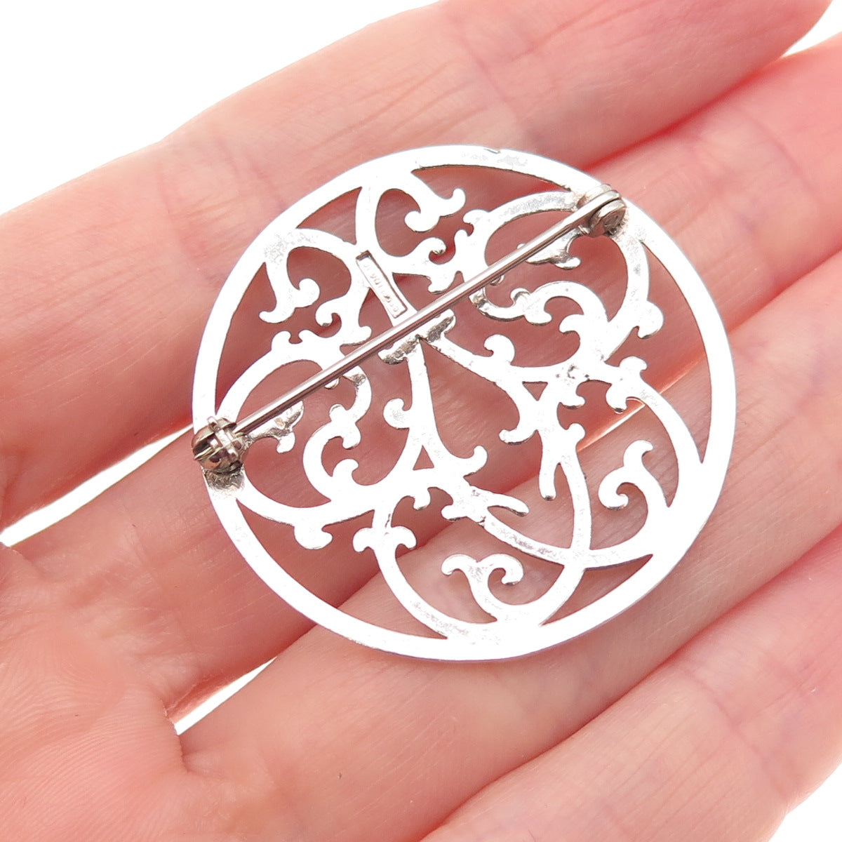 IC James Craig 925 Sterling Silver Vintage Ornate Floral Pin Brooch