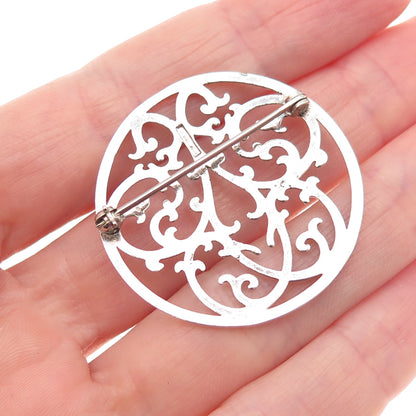 IC James Craig 925 Sterling Silver Vintage Ornate Floral Pin Brooch