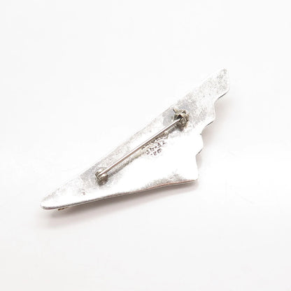 925 Sterling Silver 2-Tone Vintage Mexico Ribbed Modernist Pin Brooch