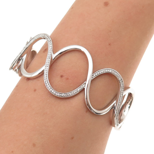 Sun 925 Sterling Silver Round-Cut C Z Infinity Link Adjustable Bracelet 6.25"