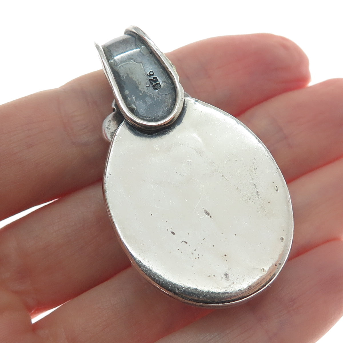 925 Sterling Silver Vintage Modernist Spiral Oxidized Charm Pendant