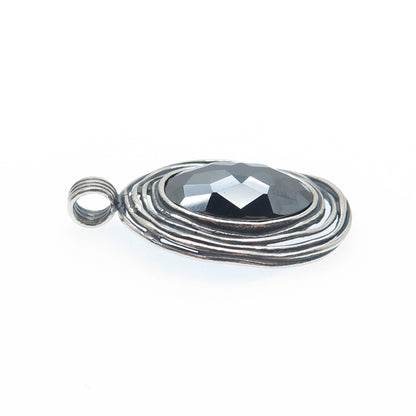OR PAZ PZ 925 Sterling Silver Vintage Israel Real Hematite Oxidized Nest Pendant