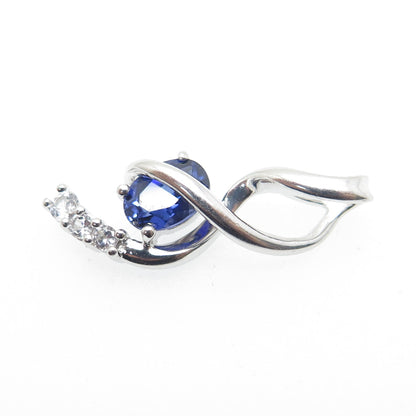 925 Sterling Silver Lab-Created Sapphire & White Topaz Twisted Pendant