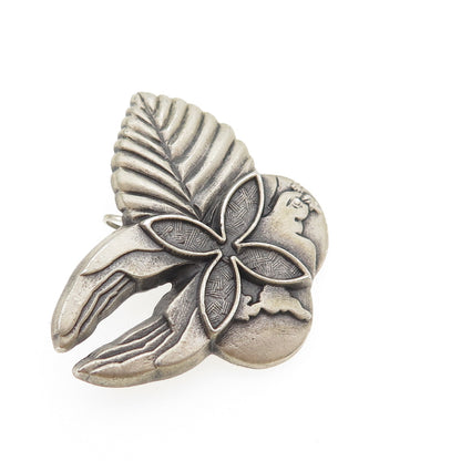 925 Sterling Silver Vintage World Peace Hands Butterfly Pin Brooch / Pendant