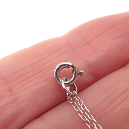 925 Sterling Silver Real Round-Cut Blue Diamond Cable Chain Necklace 18-20"