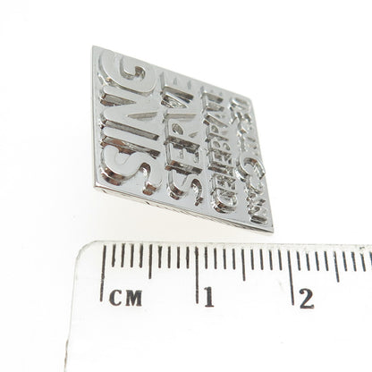SED Jewelry 925 Sterling Silver Vintage "Sign Serve Celebrate NYC" Lapel Pin