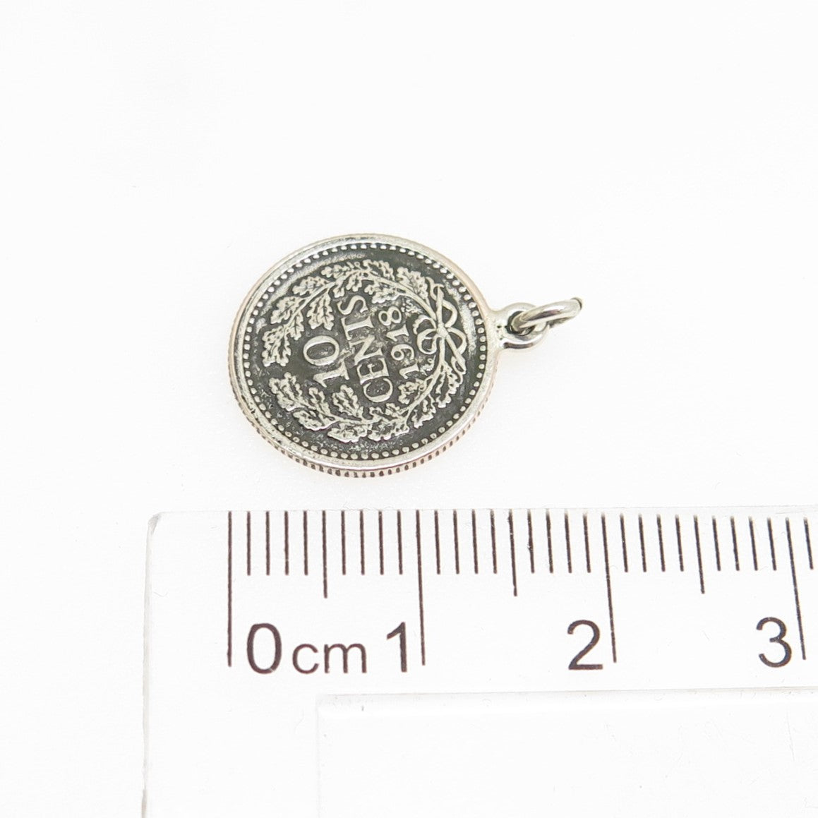 640 Silver Antique Netherlands 1918 Queen Wilhelmina 10 Cents Coin Pendant