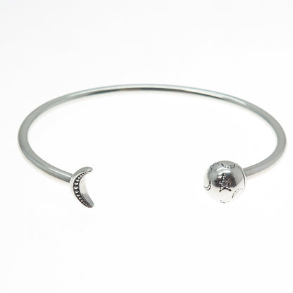 PANDORA Sterling Silver Crescent & Star Screw-Off Ball Adjustable Bracelet 6.75"