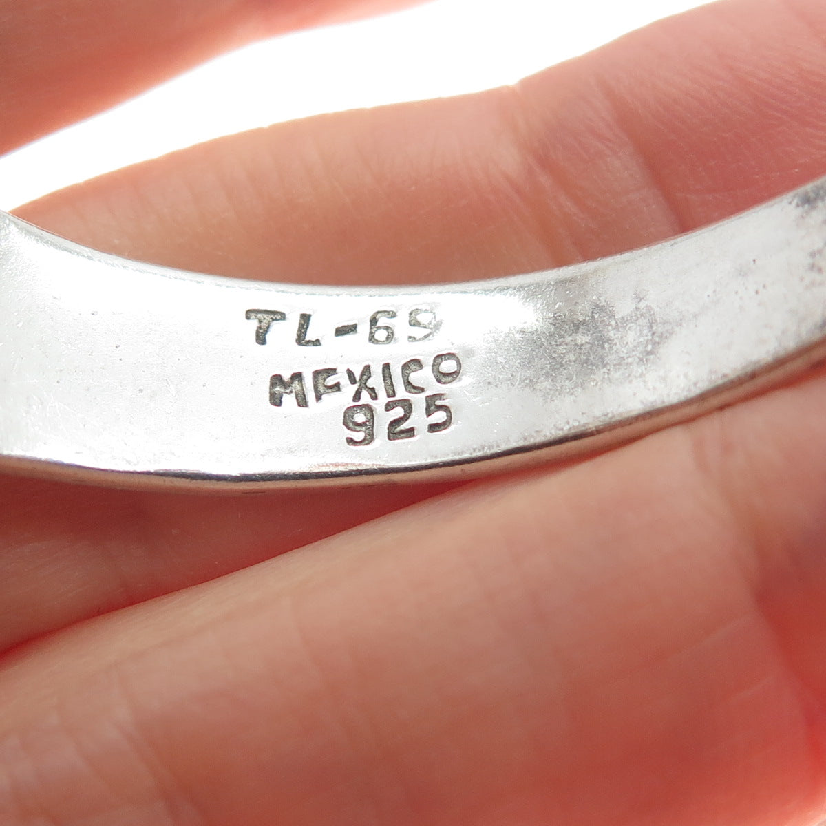 925 Sterling Silver Vintage Mexico Real Turquoise Inlay Adjustable Bracelet 6.5"