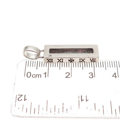 925 Sterling Silver Vintage Real Diamond Roman Numbers Clover Charm Pendant