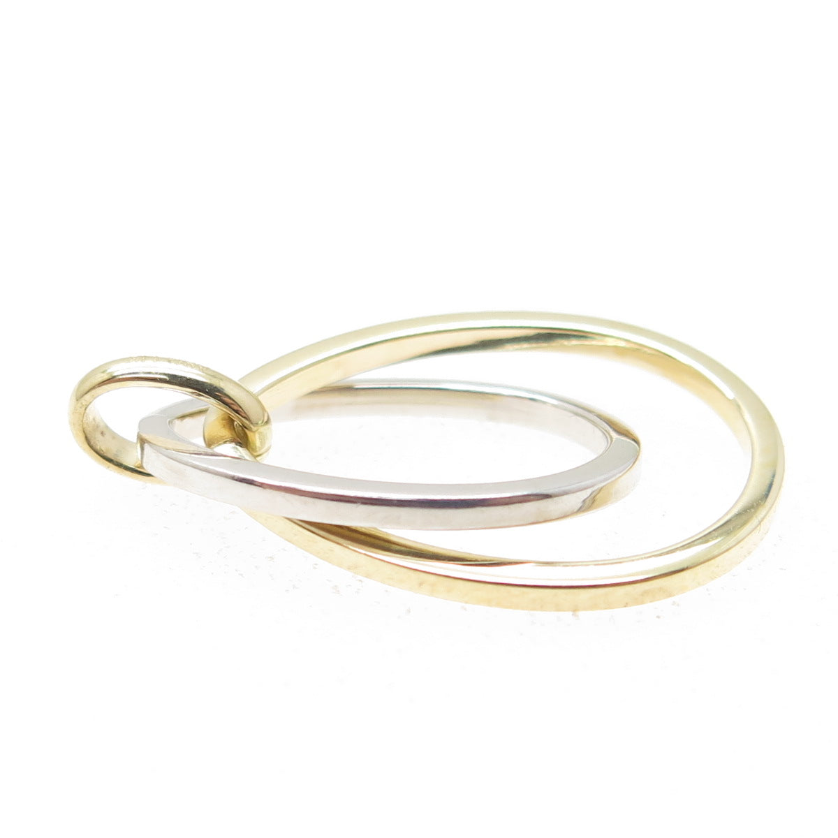 14K Yellow & White Gold Interlocked Teardrop Minimalist Charm Pendant