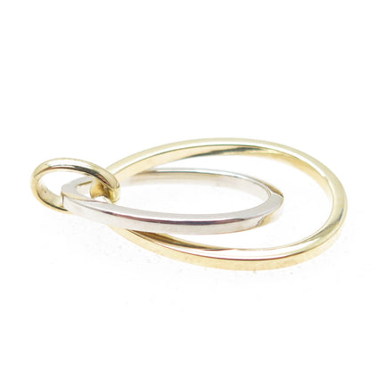 14K Yellow & White Gold Interlocked Teardrop Minimalist Charm Pendant