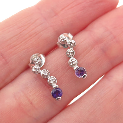 Ross Simons 925 Sterling Silver Real Amethyst Drop Earrings