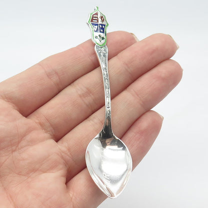 925 Sterling Silver Antique Canada Colorful Enamel Maple Leaf Spoon