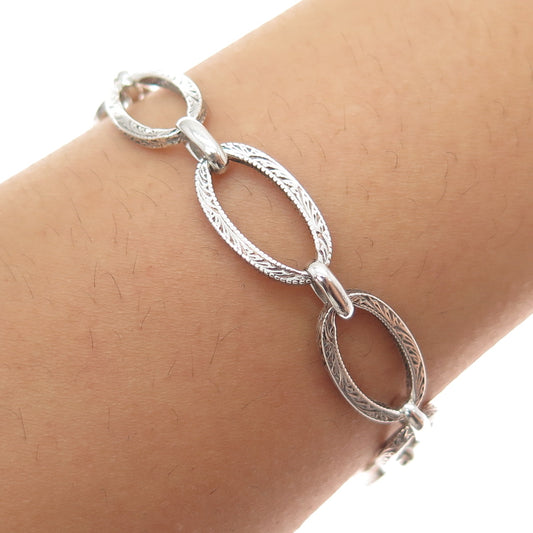 925 Sterling Silver Antique Delta Epsilon Phi Sorority Oval Link Bracelet 6.25"