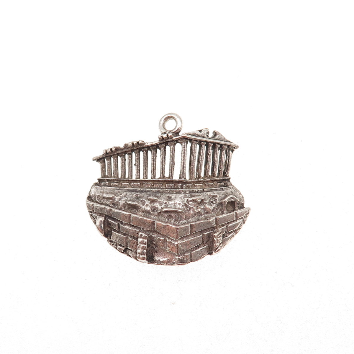 835 Silver Vintage Parthenon Oxidized Charm Pendant