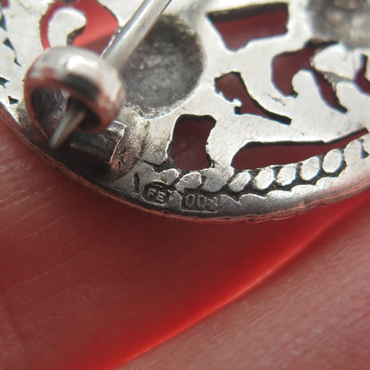 800 Silver Antique Austria Royal Coat of Arms Oxidized Pin Brooch