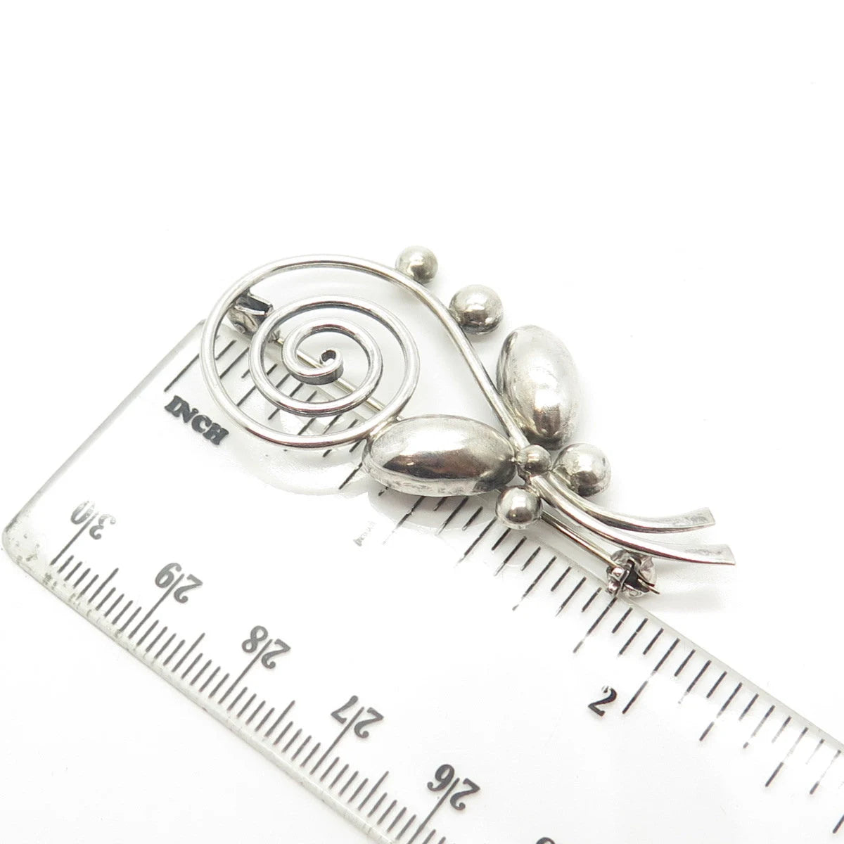 925 Sterling Silver Antique Art Deco Hermann Siersbol Spiral Floral Brooch
