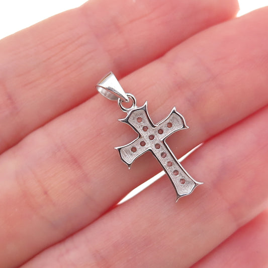 925 Sterling Silver Round-Cut C Z Cross Charm Pendant