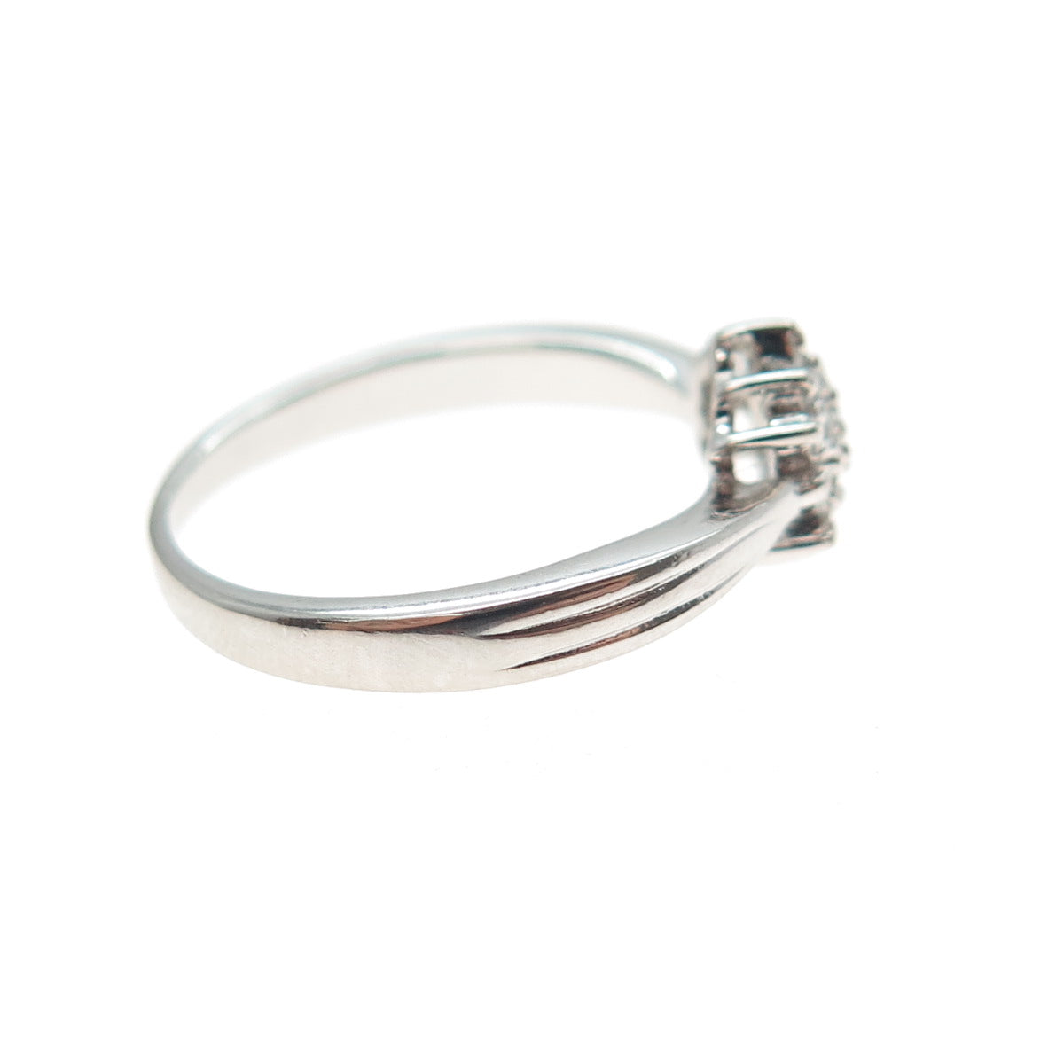 925 Sterling Silver Round-Cut C Z Flower Promise Ring Size 6.25