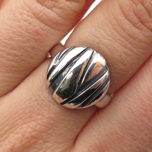 925 Sterling Silver Vintage Modernist Disc Oxidized Ring Size 6.25