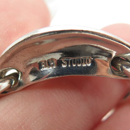 ROBERT LEE MORIS 925 Sterling Silver Vintage Modernist Link Bracelet 7.75"