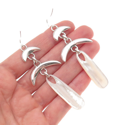 Robert Lee Morris Sterling Silver Vintage Real Pearl Modernist Dangle Earrings