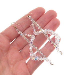 Gold Filled Vintage Crystal Beads Twisted Dangle Earrings