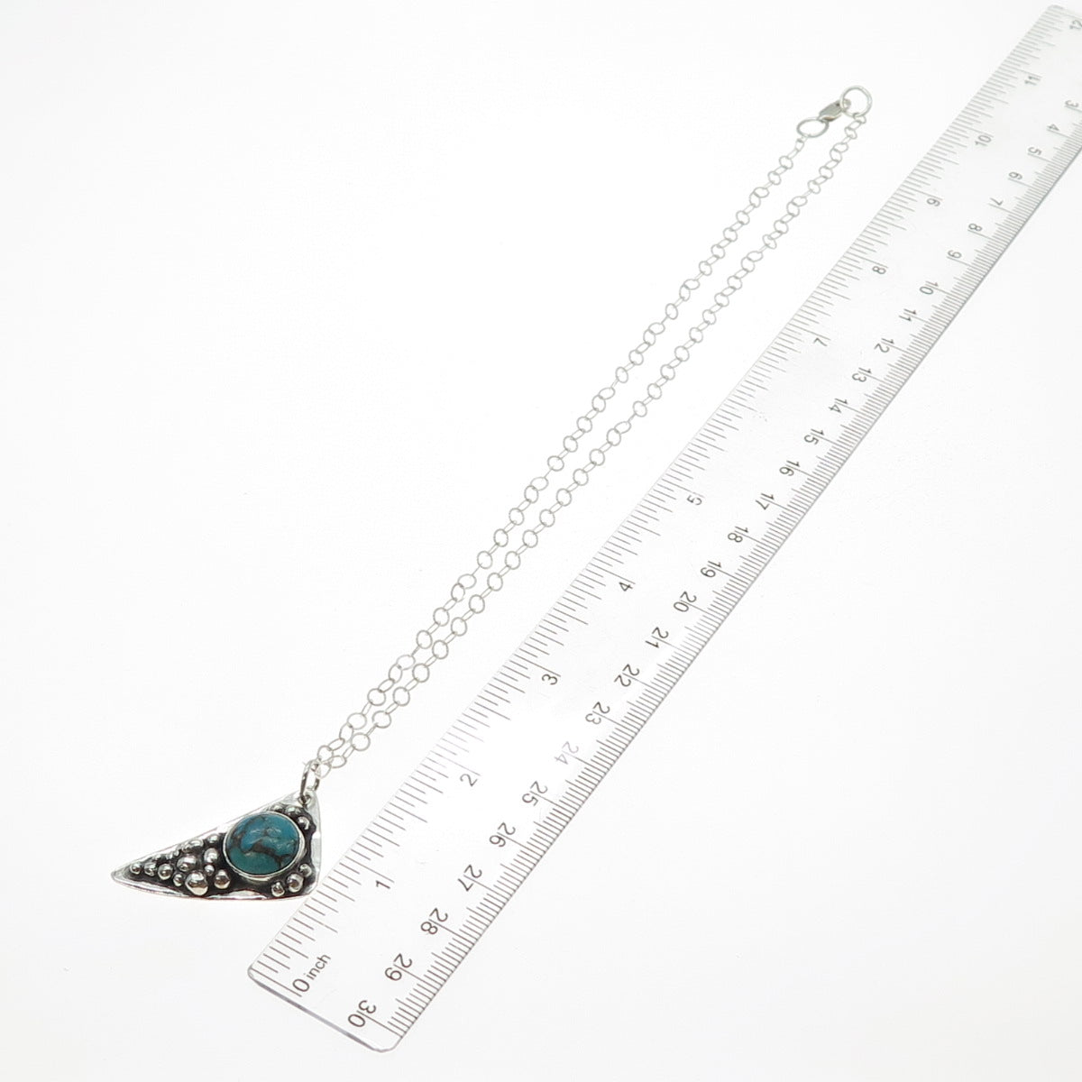 KATHERINE LINCOLN 925 Sterling Silver Vintage Turquoise Modernist Necklace 18"