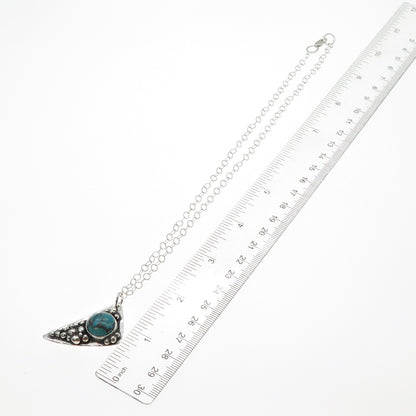 KATHERINE LINCOLN 925 Sterling Silver Vintage Turquoise Modernist Necklace 18"
