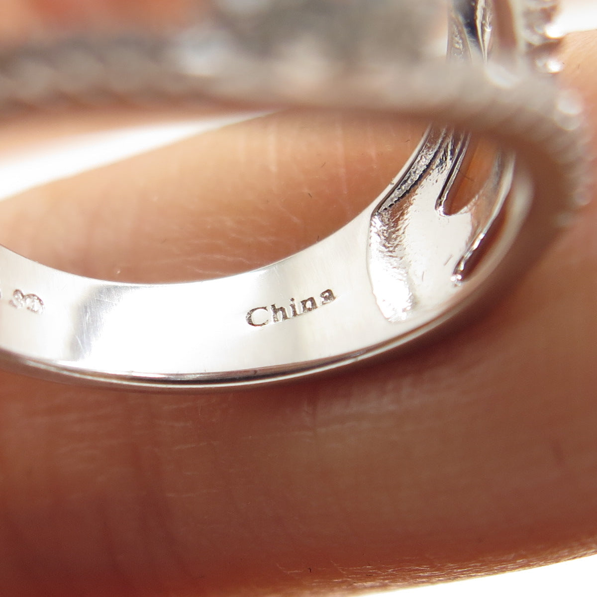 925 Sterling Silver Real Blue & White Topaz 3-Row Spine Ring Size 7.25