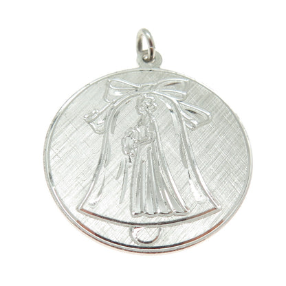 ANSON 925 Sterling Silver Vintage Bride Wedding Round Pendant
