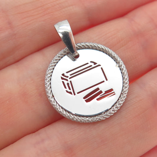 925 Sterling Silver Vintage Italy Tzedakah Box Judaica Minimalist Charm Pendant