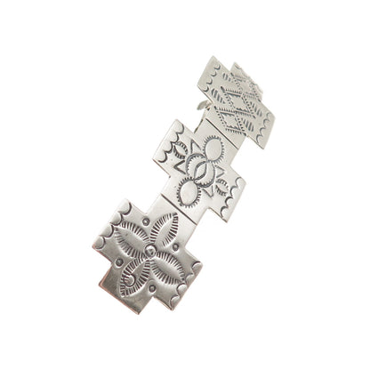 Old Pawn Sterling Silver Vintage Southwestern Cross French Hair Clip Barrette